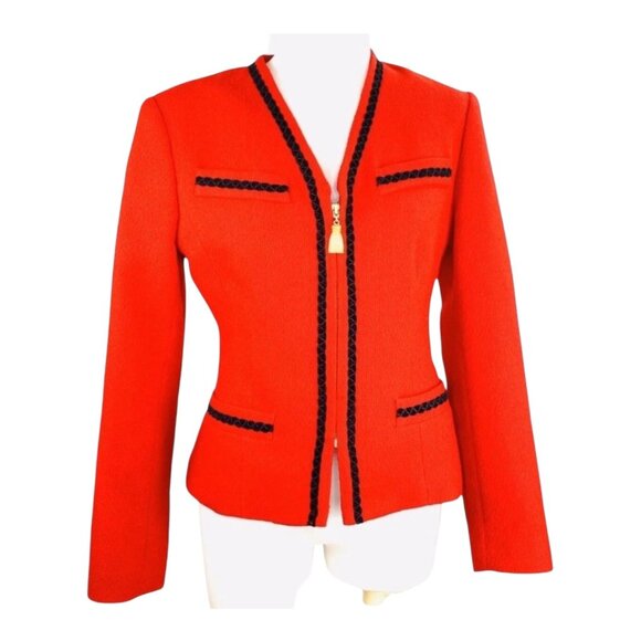 Georgiou Studio Vintage Red Wool/Nylon Womens Jacket With Gold Tassel Zipper - Picture 10 of 11